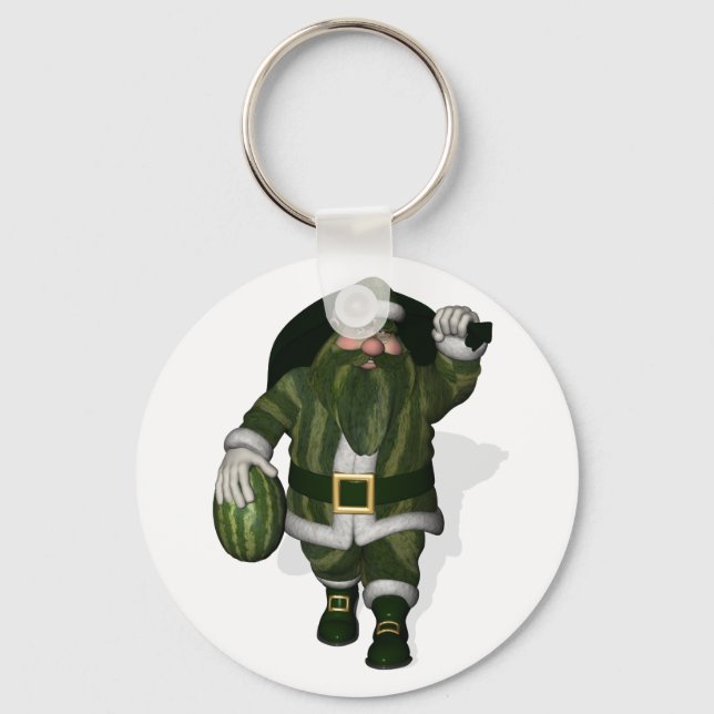Watermelon Farmer Santa Claus Key Ring (Front)