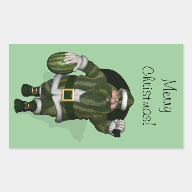 Watermelon Farmer Santa Claus Rectangular Sticker (Front)
