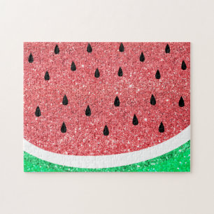 watermelon faux glitter design jigsaw puzzle