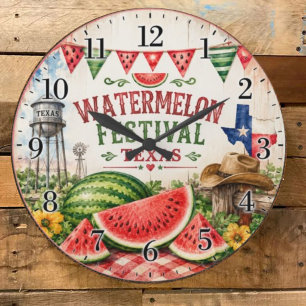 Watermelon Festival Texas Summer Harvest Large Clock
