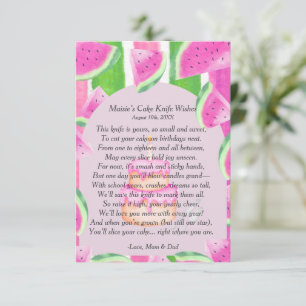 Watermelon First Birthday Cake Knife Poem Invitation