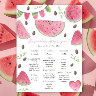 Watermelon First Birthday Milestone Birthday Poster