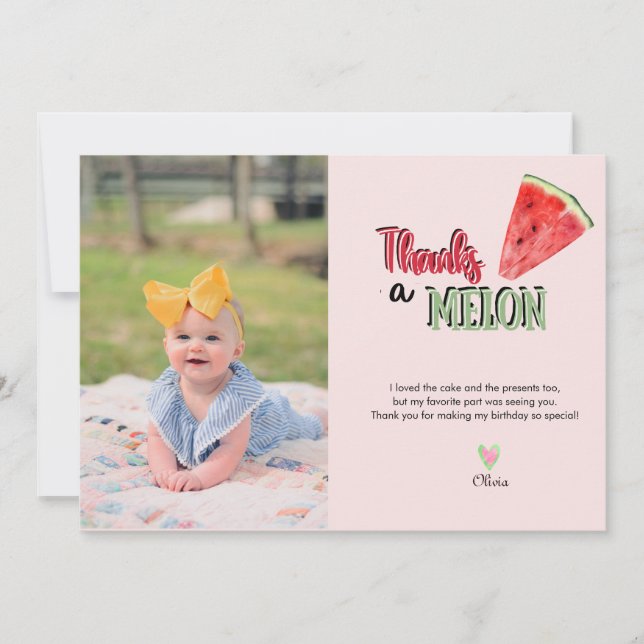 Watermelon | First Birthday Thank You Card (Front)