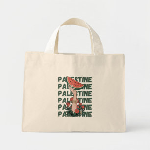 watermelon, flowers, and free palestine Repeat Mini Tote Bag