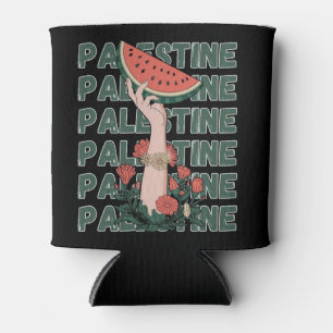 watermelon, flowers, and palestine text Repeat Can Cooler
