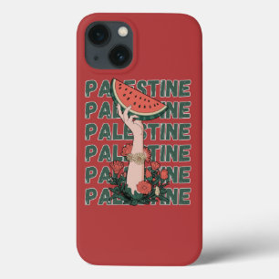watermelon, flowers, and palestine text Repeat iPhone 13 Case