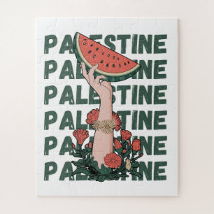 watermelon, flowers, and palestine text Repeat Jigsaw Puzzle