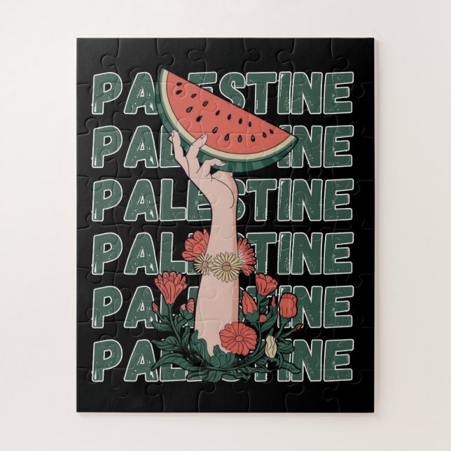 watermelon, flowers, and  palestine text Repeat  Jigsaw Puzzle (Vertical)