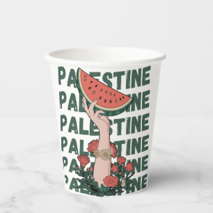 watermelon, flowers, and  palestine text Repeat  Paper Cups