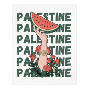 watermelon, flowers, and  palestine text Repeat  Photo Print