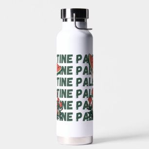 watermelon, flowers, and palestine text Repeat Water Bottle