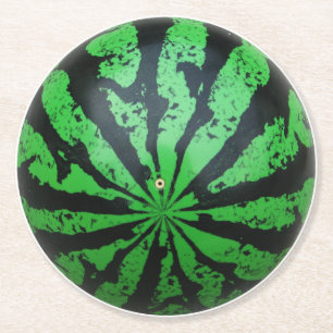 Watermelon Football / Soccer Ball Round Paper Coaster