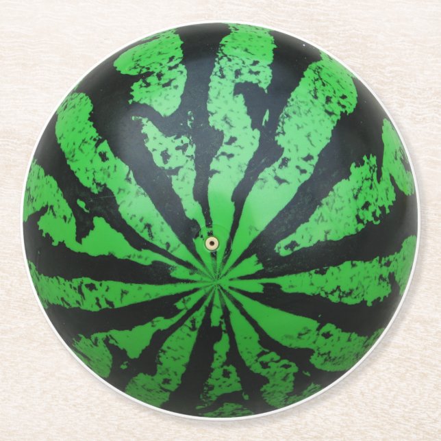 Watermelon Football / Soccer Ball Round Paper Coaster (Front)