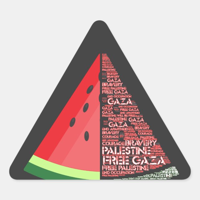 Watermelon Free Gaza Free Palestine Cloud Word Triangle Sticker (Front)