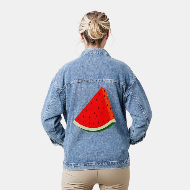 Watermelon Fruit harvest slice summer Denim Jacket (Model)