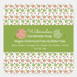 Watermelon Fruit Pattern Body Butter Bath Branding Square Sticker