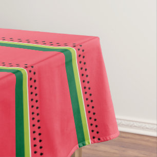 Watermelon Fruit Pink and Green Striped Tablecloth