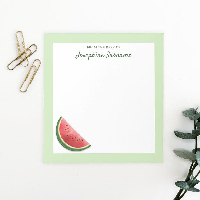 Watermelon Fruit Slice On Green With Custom Text Notepad (Creator Uploaded)