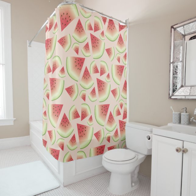 Watermelon Fruit Slices Pattern Shower Curtain (In Situ)