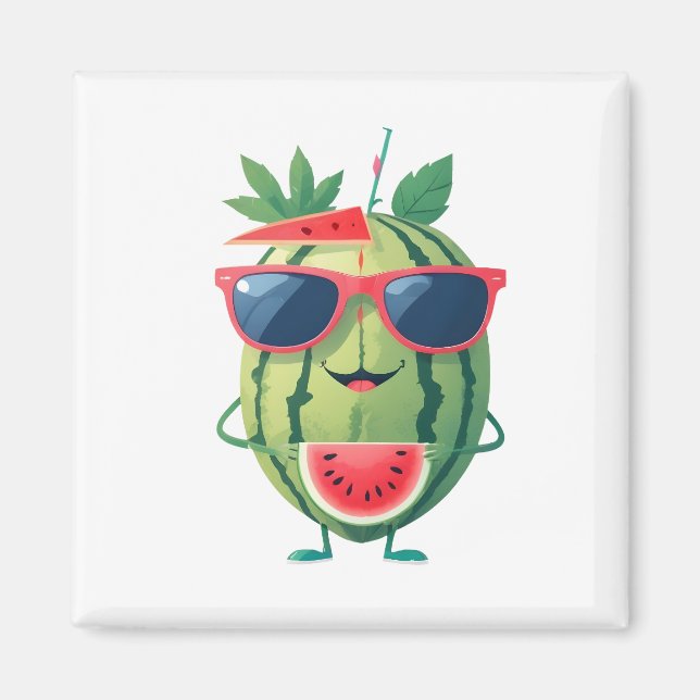 Watermelon Fun Cheerful Vacation Tropical Drink  Magnet (Front)