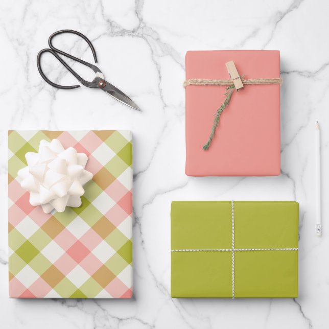 Watermelon Gingham Wrapping Paper Sheet (Front)