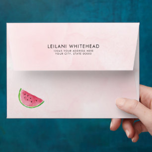 Watermelon Girl Baby Shower Watercolor Envelope