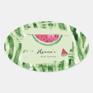 Watermelon Girl Summer Baby Shower Oval Sticker