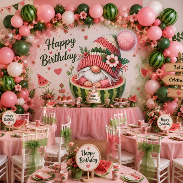 Watermelon Gnome 2nd Birthday Invitation (Creator Uploaded)