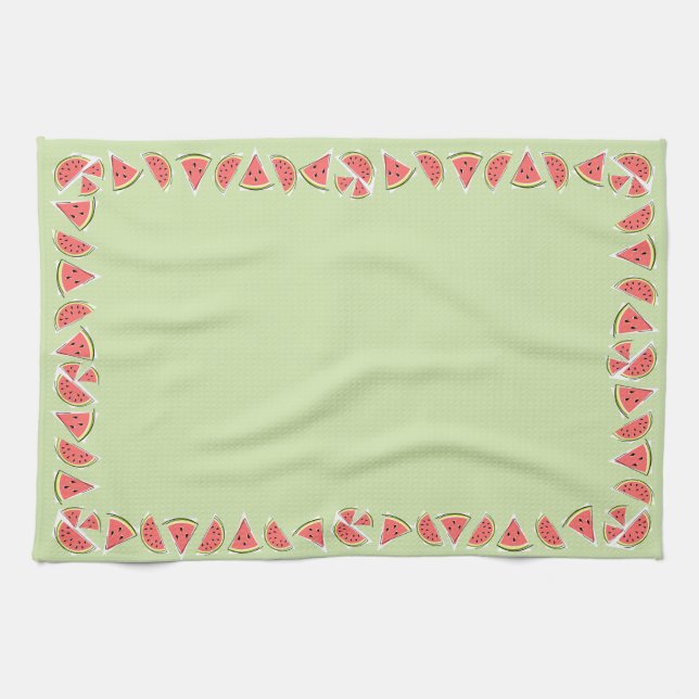 Watermelon Green Border kitchen towel (Horizontal)