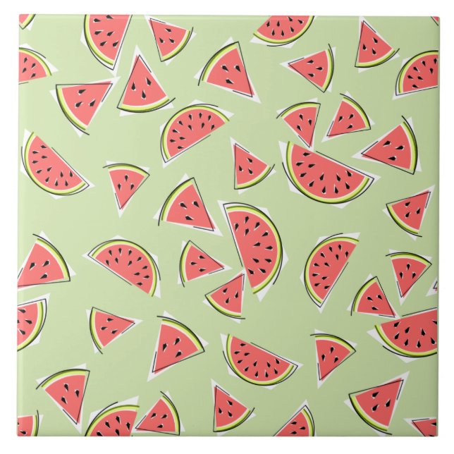 Watermelon Green Multi Ceramic Tile (Front)