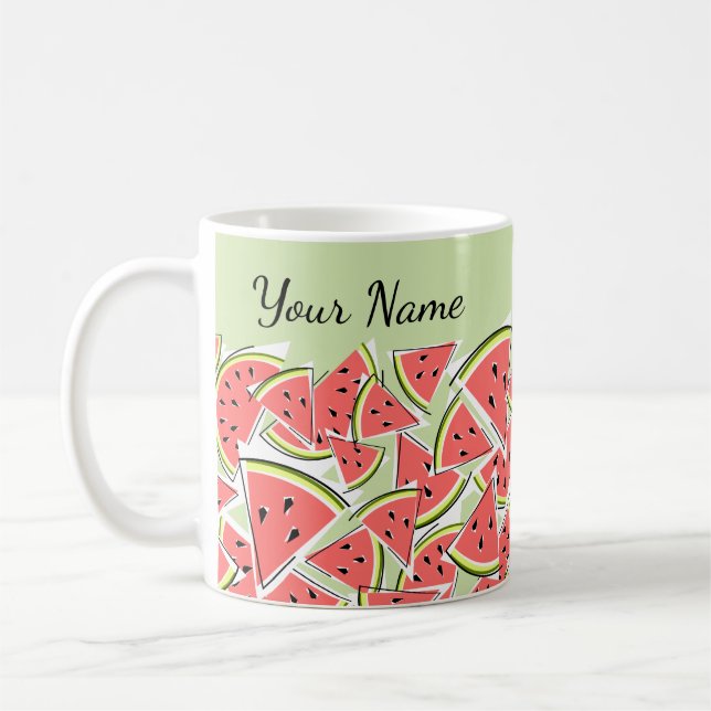 Watermelon Green Name Coffee Mug (Left)