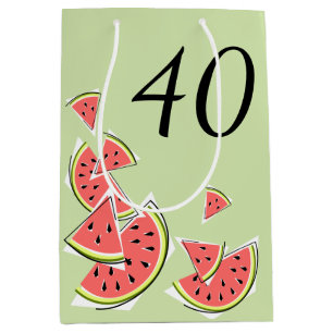 Watermelon Green Pieces Age 40 Medium Gift Bag