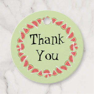 Watermelon Green Pieces Circle Favour Tags