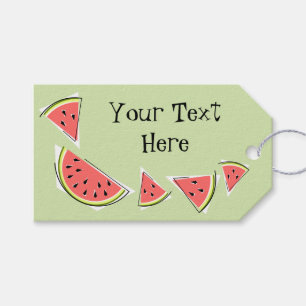 Watermelon Green Pieces Side Text front back Gift Tags