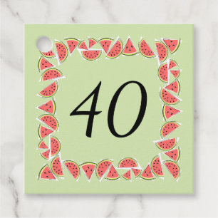 Watermelon Green Pieces Square Age 40 Favour Tags