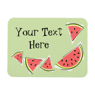 Watermelon Green Pieces Text Magnet