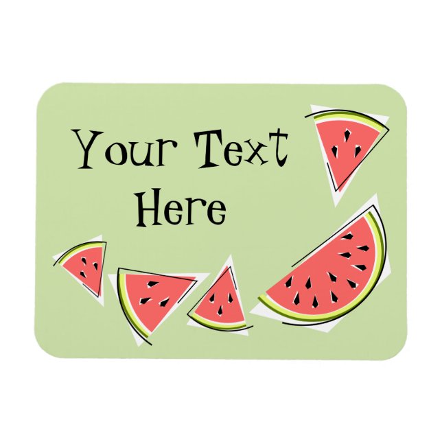 Watermelon Green Pieces Text Magnet (Horizontal)