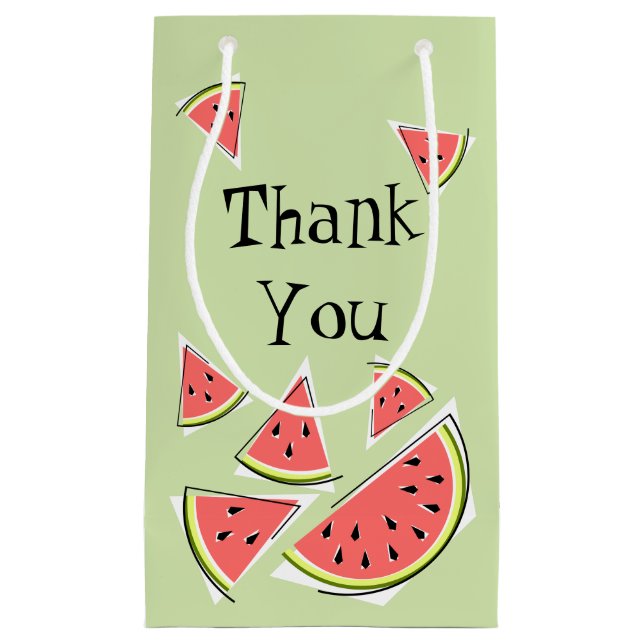 Watermelon Green Pieces Thank You Small Gift Bag (Front)