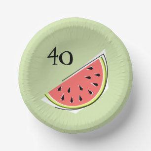 Watermelon Green slice 40 Age Paper Plate