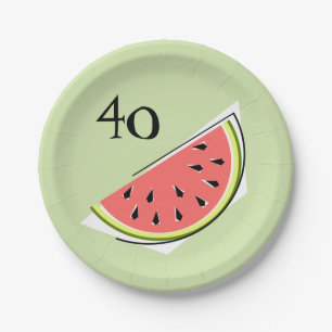 Watermelon Green slice 40 Age paper plates