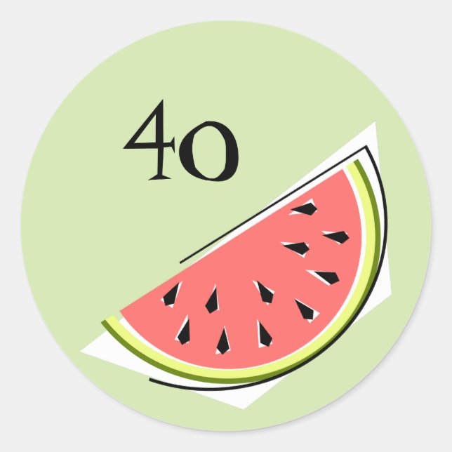 Watermelon Green Slice Age 40 sticker round (Front)
