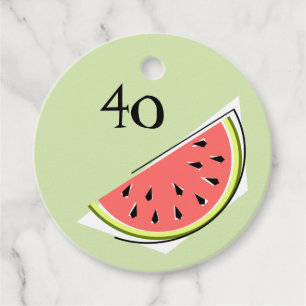 Watermelon Green Slice Age 40 Text Favour Tags