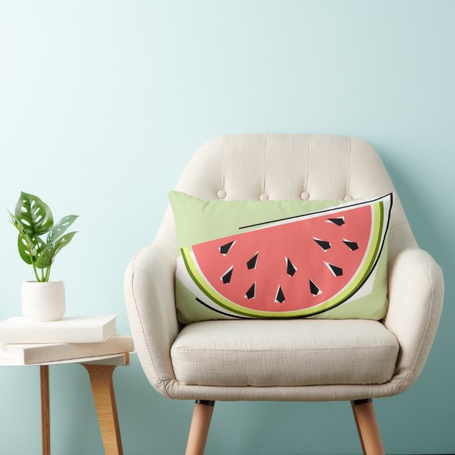 Watermelon Green Slice lumbar striped back Lumbar Cushion (Chair)