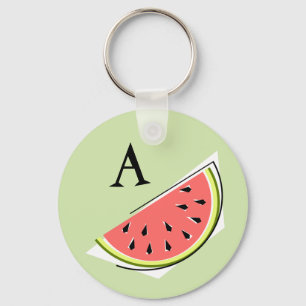 Watermelon Green Slice Monogram keychain