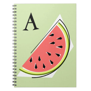 Watermelon Green Slice Monogram Notebook