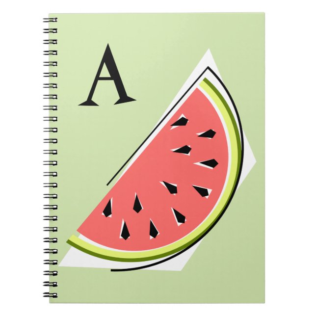 Watermelon Green Slice Monogram Notebook (Front)