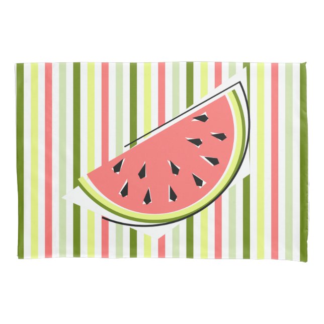 Watermelon Green Slice Stripe Thin Pillowcase (Front)