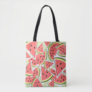 Watermelon Green tote bag pink back