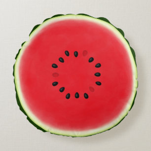 Watermelon Half with 13 Seeds Round Cushion