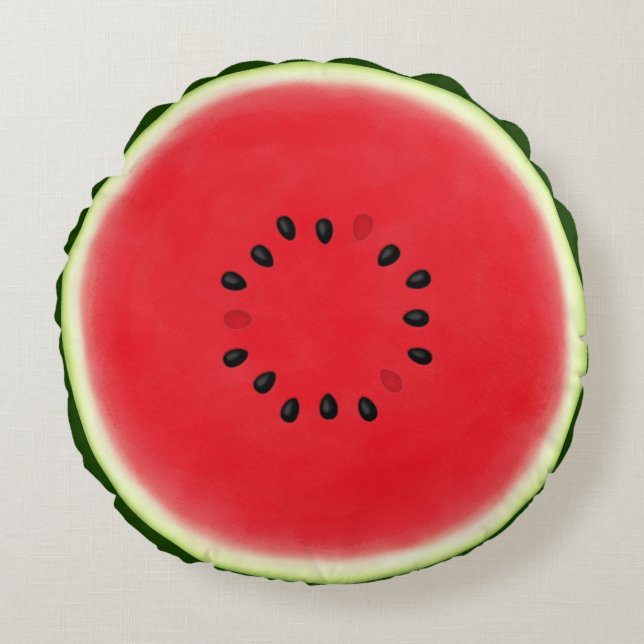 Watermelon Half with 13 Seeds Round Cushion (Front)